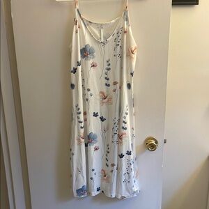 Floral White and Blue Women's Dress
